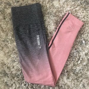 Gymshark Ombre Seamless Pink and Gray Leggings